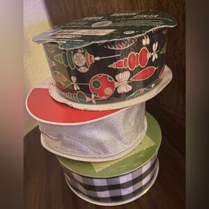 Festive Holiday Ribbon Set - Black, Red, Silver, Green